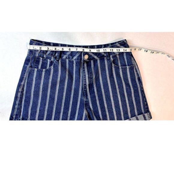 Daphnea Paris Jean Shorts Cut-Offs Stripes Retro High Rise 100% Cotton - Medium - Picture 2 of 8